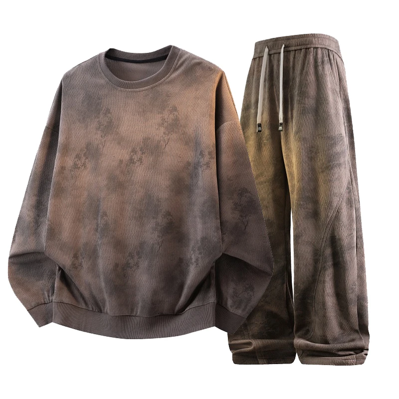 2026 New Spring Mens Tracksuit Steetwear Loose Style Men Sweatshirts And Sweatpants Suits 2 pcs Clothing Sets M-5XL