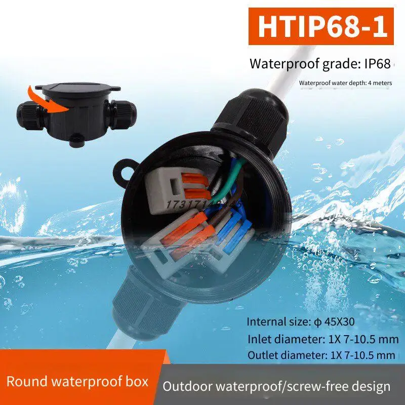 HTIP68-1/2/3/5 Round Waterproof Junction Box Flip Junction Box Sealed Outdoor Waterproof Box Lighting Outdoor
