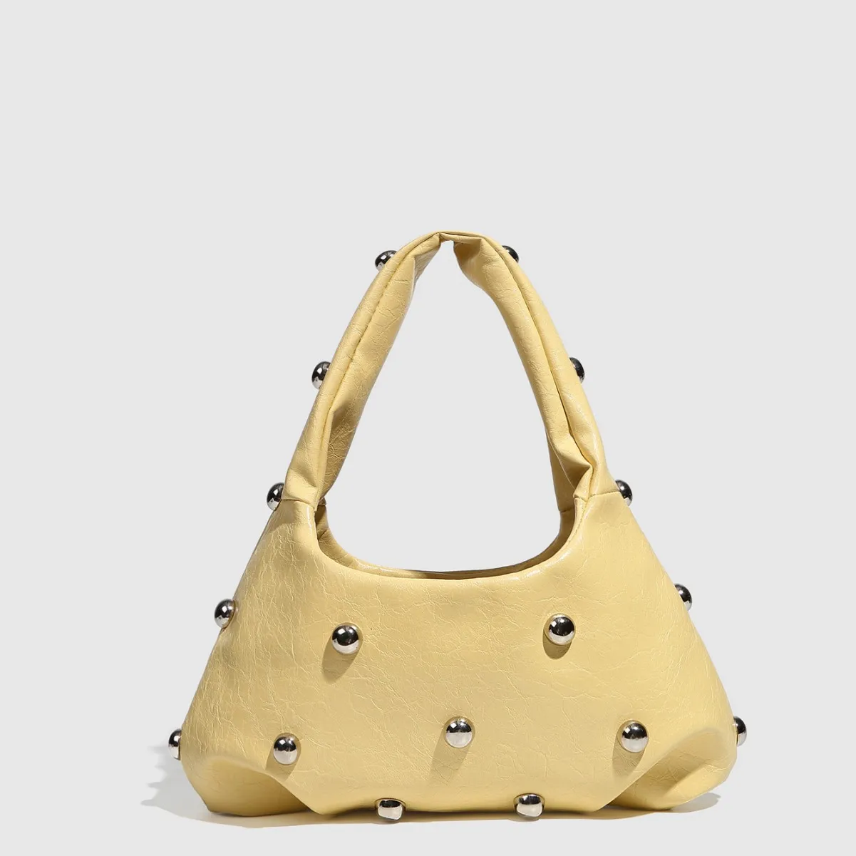 

NEW Rivet Women's Handbags Soft PU Leather Shoulder Bag Casual Designer Hobos Half Moon Underarm Bags for Women 2025 Tote Clutch