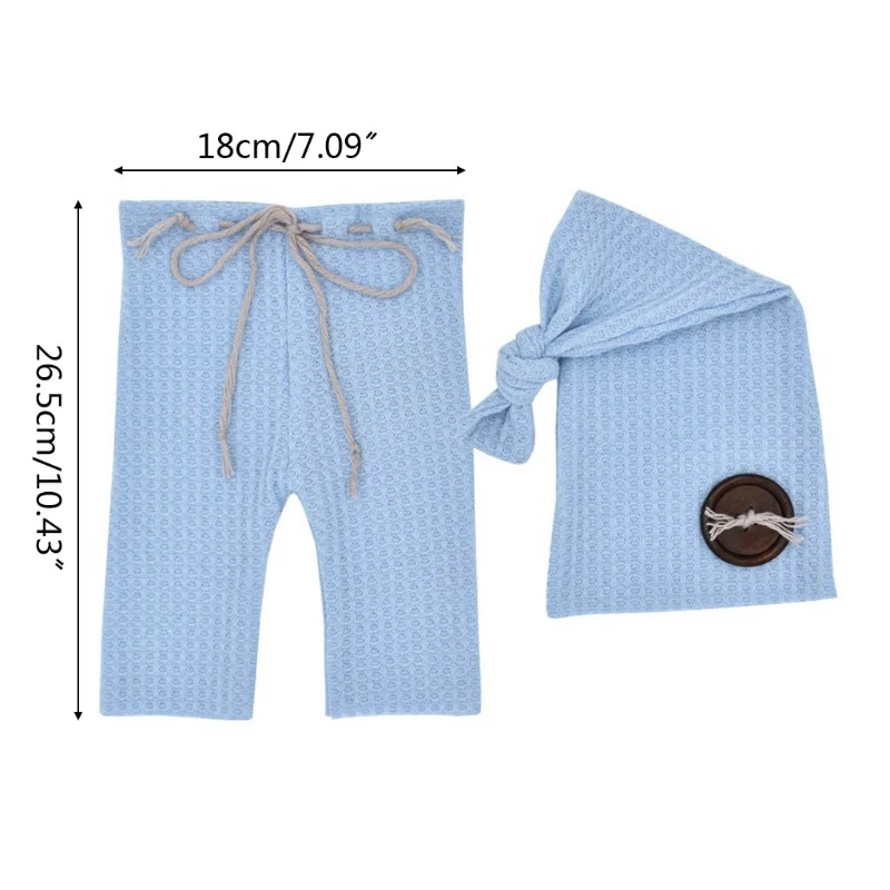 Baby Boy Girl Pants Hat Set Knitted Trousers Long Tail for Head Wrap Turban Bean image 6