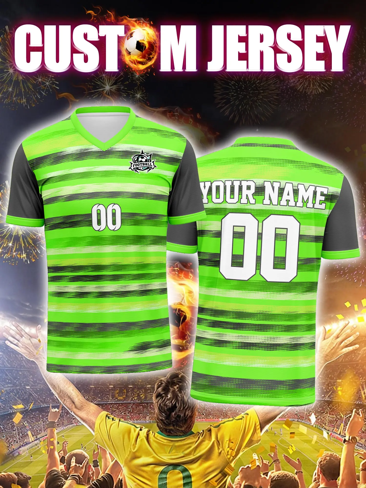 

Футболка для футбола с индивидуальным изображением, номером и именем, повседневная уличная одежда для фанатов.