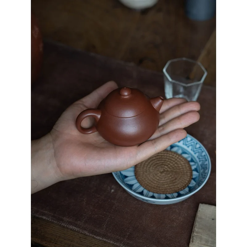 Yixing Purple Clay Teapot Handmade Teapot Bag Real Raw Ore Red Leather Dragon Small Wentan Teapot Breathable Easy to Raise Tea