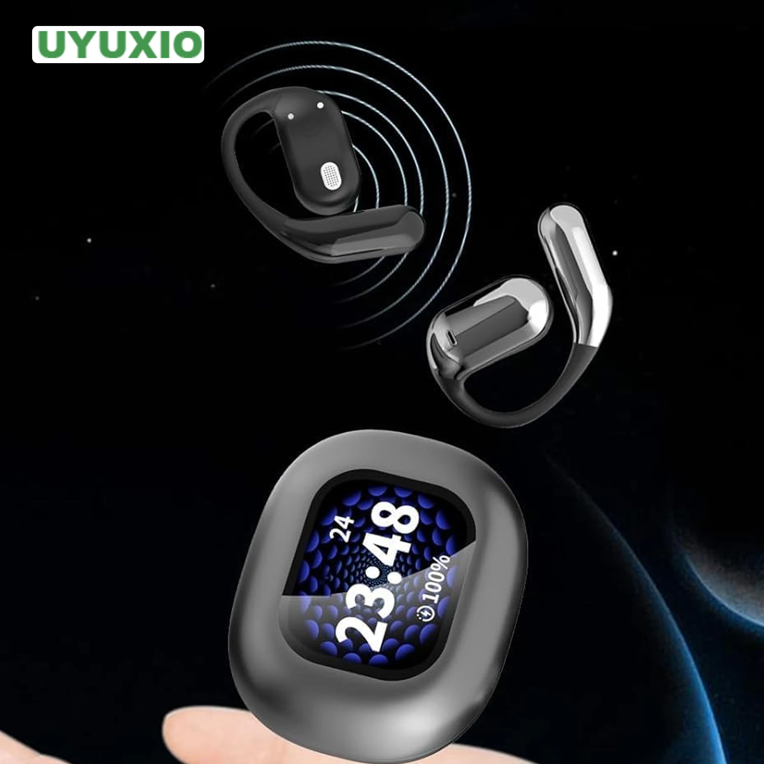 

UYUXIO OWS AI Language Translation Earbuds with 144 Languages Real Time Translator Earphone with LCD Touch Screen Headphone