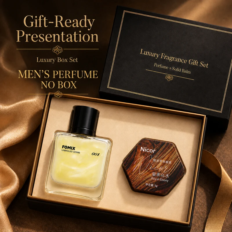 

FOMIX 2Pcs Men's Perfume Set 50ml Spray Cologne + Solid Balm, Long Lasting Woody Citrus Scent, Travel Fragrance Gift for Him