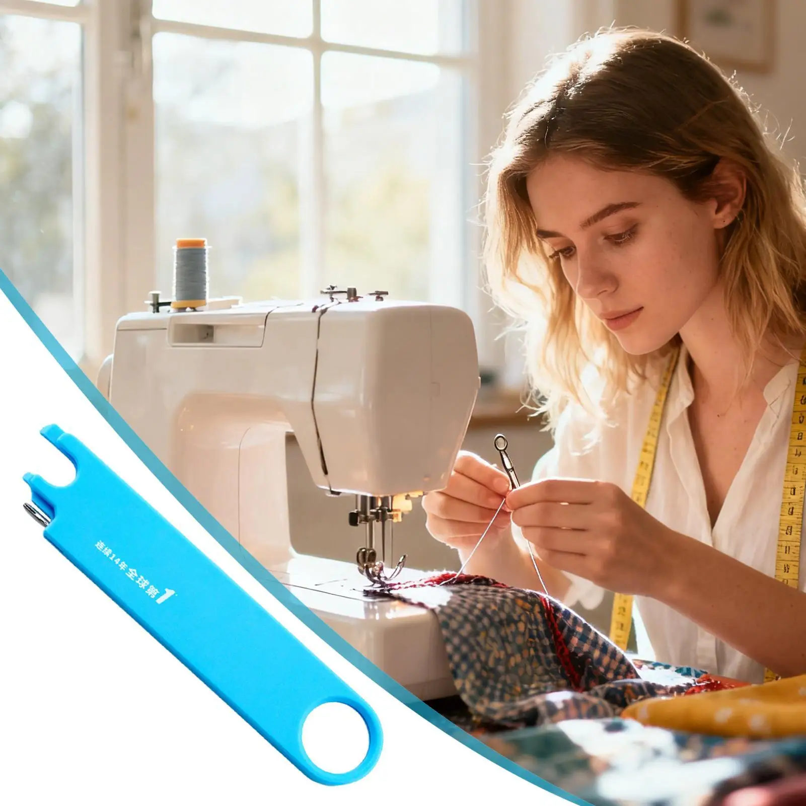 Magnetic Needle Threader with Magnifier & Ruler Easy O​ne-Second Threading Tool for Sewing Craft Anti-Prick Design