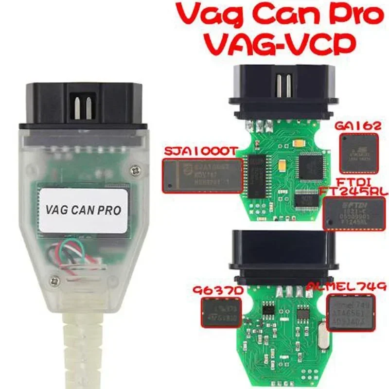 VAG CAN PRO VCP V5.5.1 with FTDI FT245RL SJA1000T ALMEL749 Chip VAG COM OBD USB Interface Support Can Bus UDS K Line for AUDI/VW