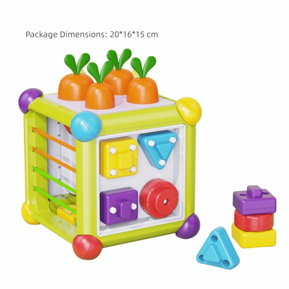A Set Hexahedral Shape Montessori Puzzle Pull Design Educational Function Early Education Box Durable