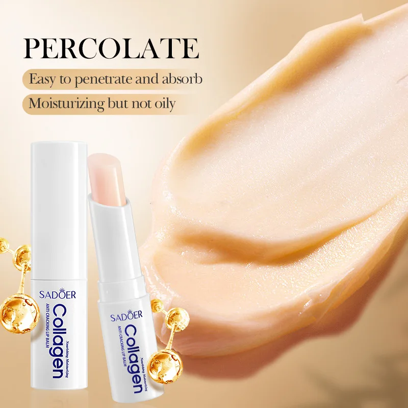 Sadoer Collagen Lip Balm Moisturizing Anti-Cracking Brightening Repair Nourishing Hydrating Lipstick Lips Skin Care Products