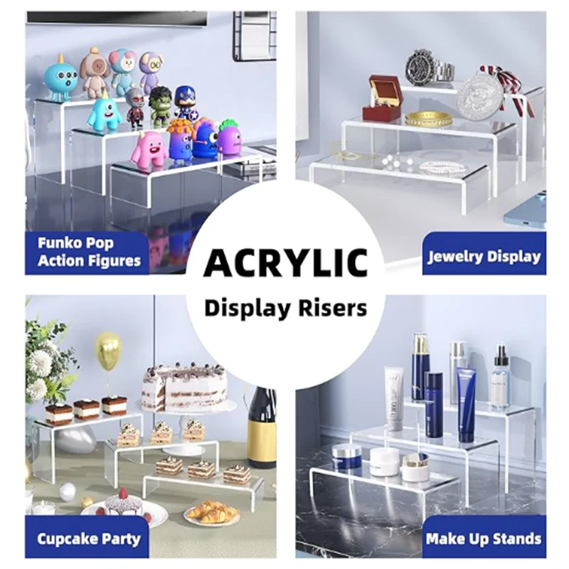 3-5pcAcrylic U Shape Display Stand Acrylic Risers Shelf Showcase Storage Rack Transparent Cupcake Desserts Shelf Perfume Figures