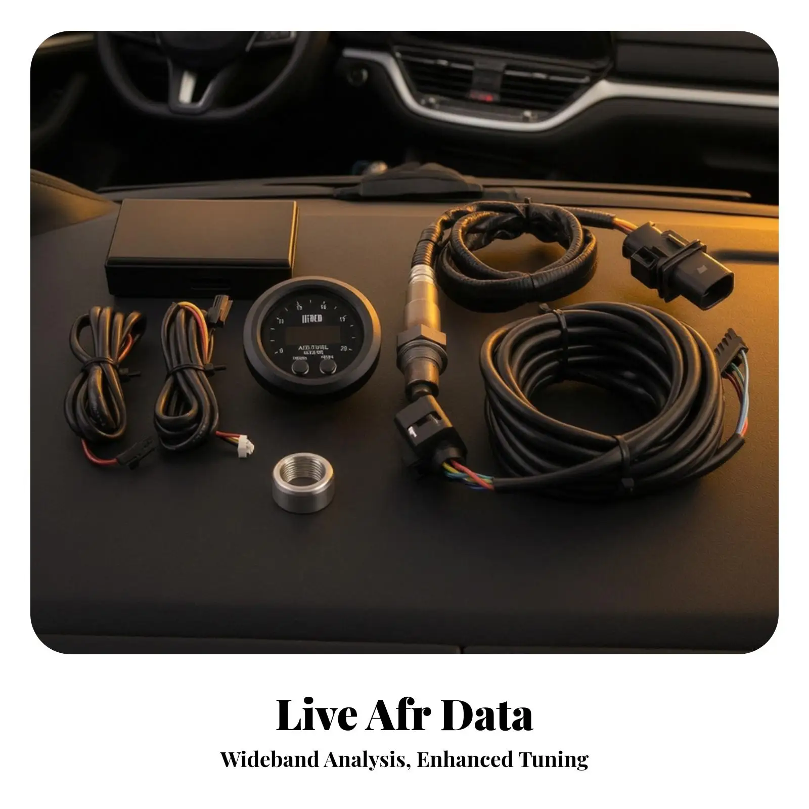 Air Fuel Ratio Monitor Gauge 12V Wideband AFR Kit Black Face Digital Readout for Automotive Dash