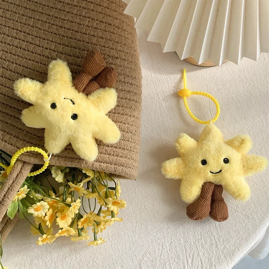 Cute sun bag pendant creative smiley plush pendant couple keychain birthday gift fun doll wedding throw soft stuffed doll doll
