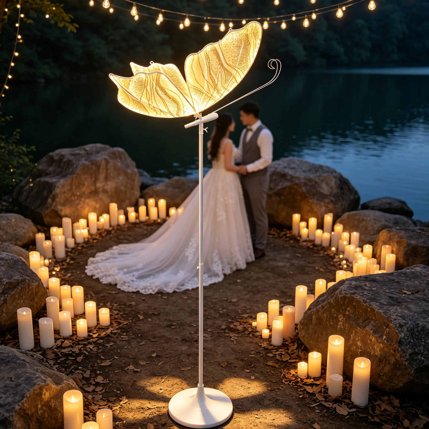 Butterfly Shape LED Stage Curtain Floor Lamp 1.5m Cord Button Switch Standing & Ceiling Mounted Wedding Party Decoration