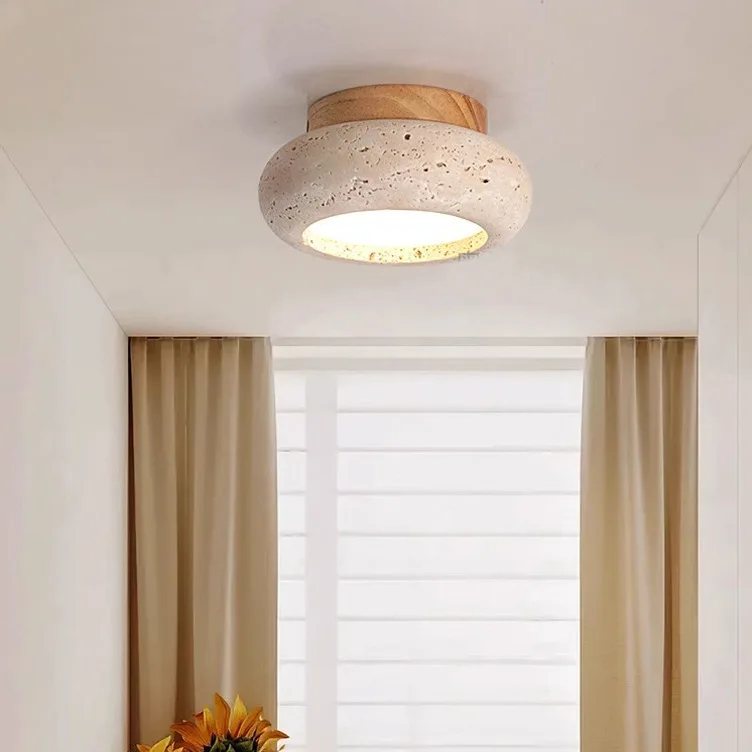 Yellow Cave Stone LED Ceiling Lamp Entrance Corridor Nordic-style Guest Room Bedside Ceiling Balcony Lamp