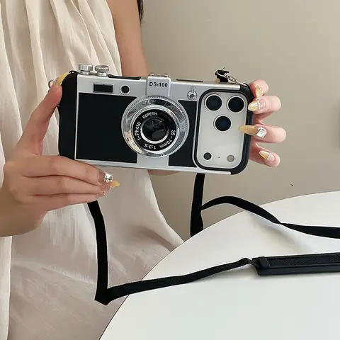 Étui Design d'appareil photo Vintage Emily in Paris pour IPhone Air 17 16 15 14 13 12 Pro Max Plus 17Pro 16Pro i17, housse de téléphone avec lanière