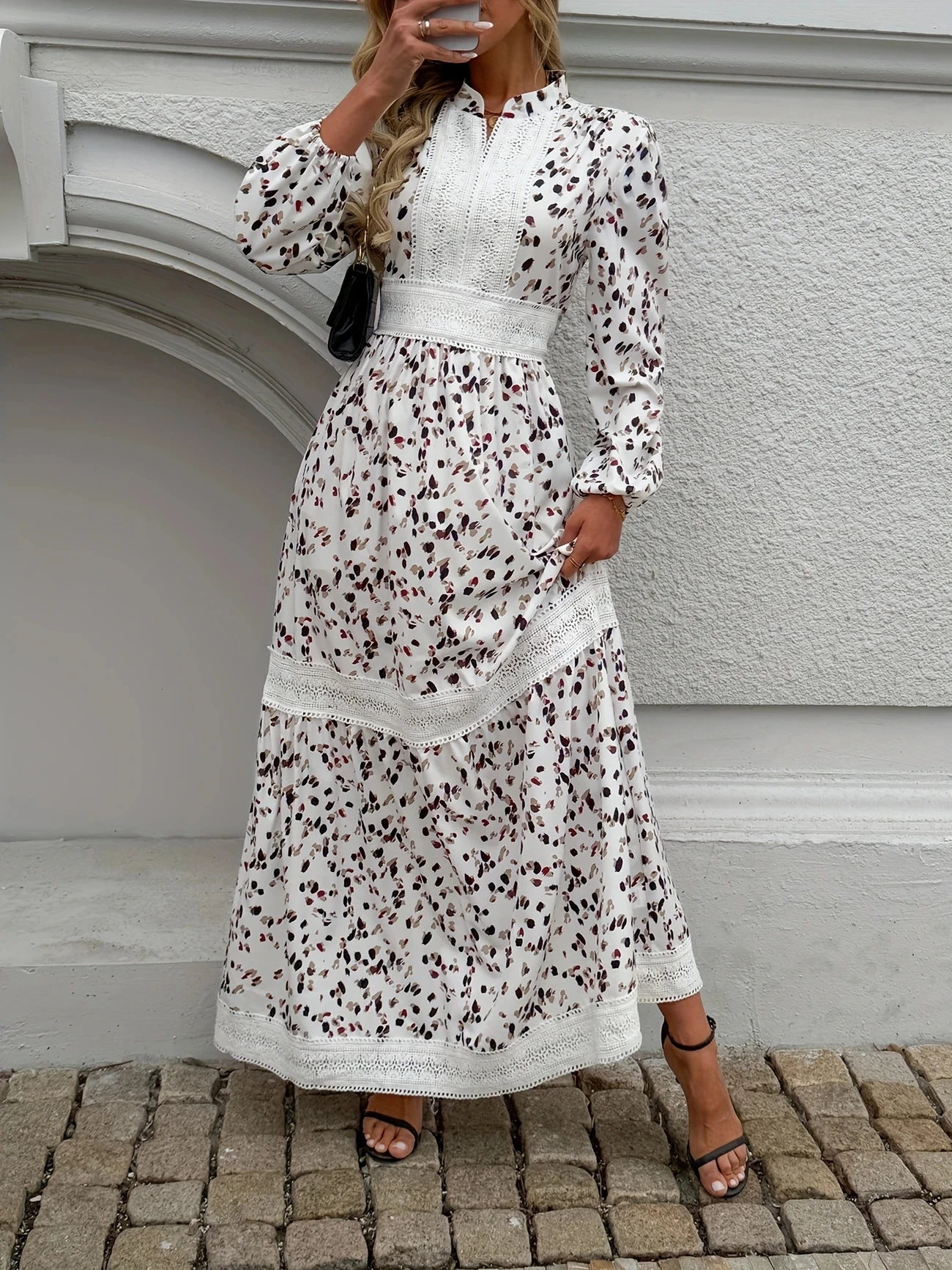 

Ближневосточное элегантное мусульманское модное женское платье с длинными рукавами и цветочным принтом