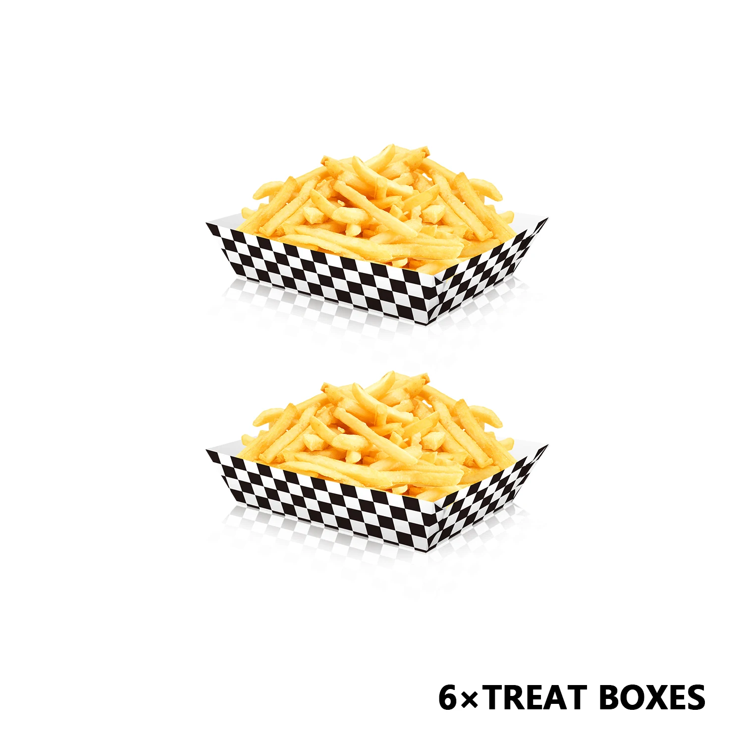 6/12pcs Race Car Black White Checkered Food Boxes Paper Snack Trays Birthday Party Supplies Food Holders for Popcorn Nacho Snack