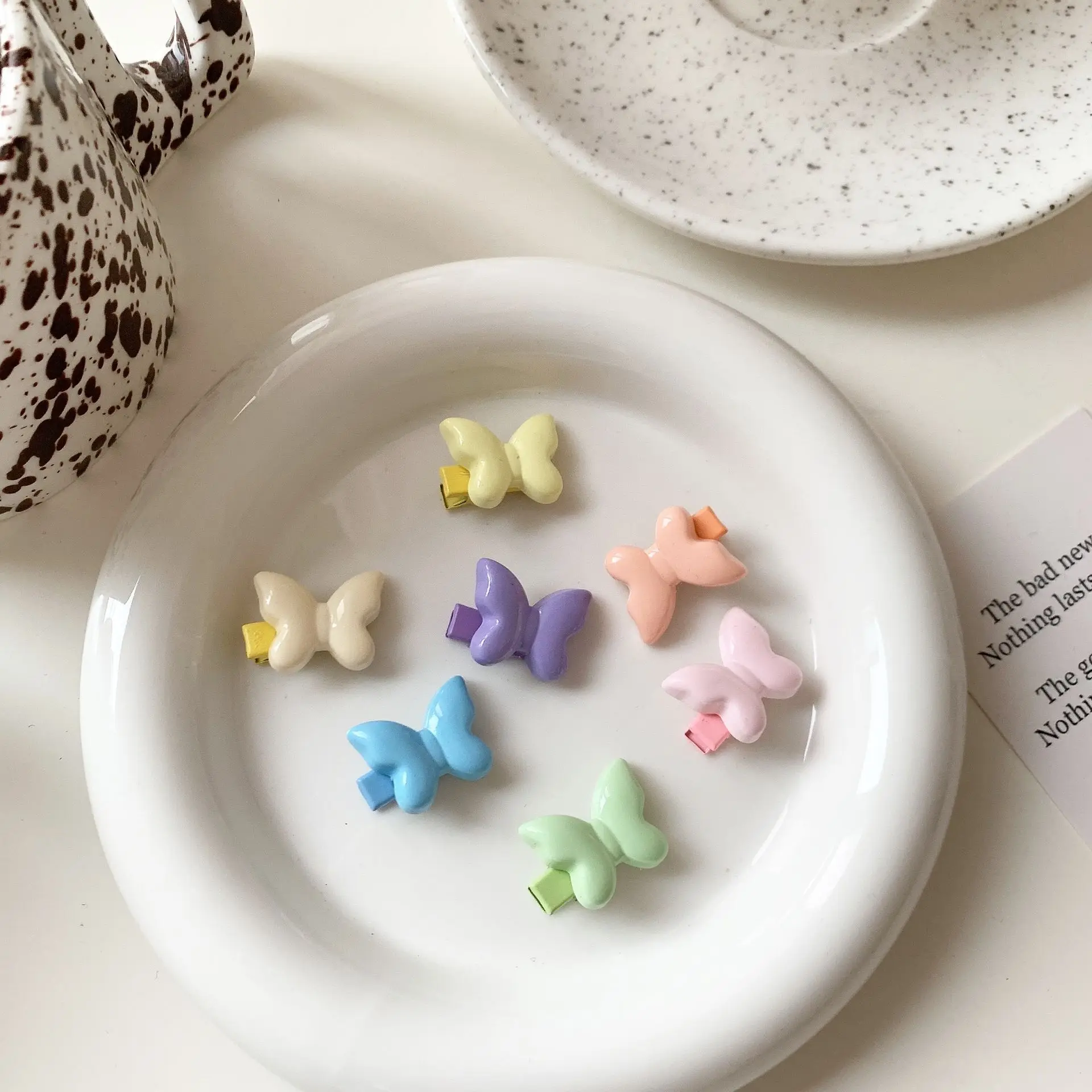 Premium Candy Color Small Butterfly Hair Clip for Side Bangs Cute Sweet Resin Non Slip Soft Strong Hold Daily Use