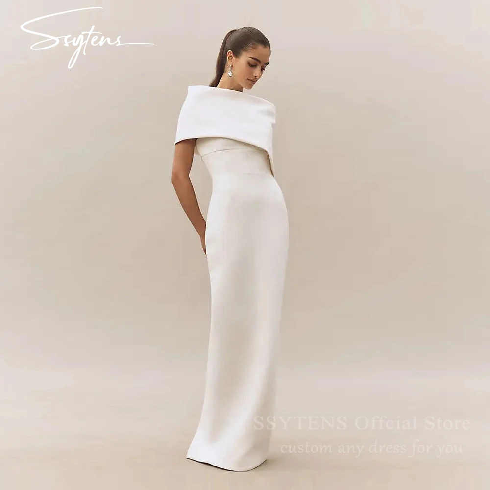 SSYTENS Abiti da sposa semplici a sirena Abito da sposa bianco di alta qualità Abito da sposa sexy senza schienale in raso Abito da sposa personalizzato