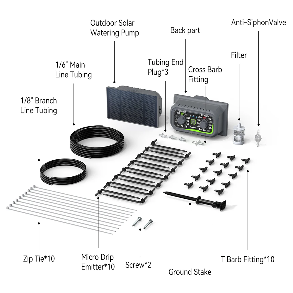 Waterproof Outdoor Solar Watering Pump Irrigation Kit Garden Balcony DIY Manual Water Plan Timer Drip Irrigation System Tools
