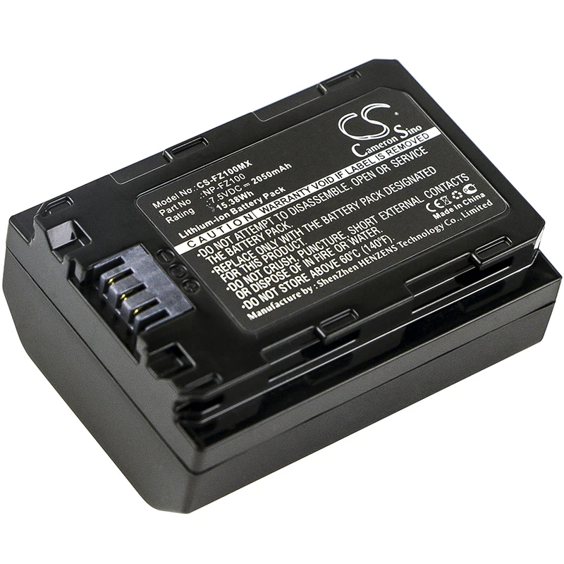 1600 / 2050mAh 7.5V Camera Li-ion Battery for Sony NP-FZ100 BC-QZ1 CS-FZ100MC CS-FZ100MX Alpha A9 A7R Mark 3 A7 Mark 3 ILCE-7M3