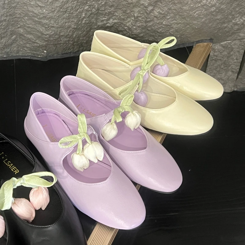 

Цветочная мода с круглым носком, туфли Мэри Джейн, женская удобная повседневная обувь на мелкой подошве, женская обувь, дизайнерские модельные туфли на плоской подошве, женские туфли