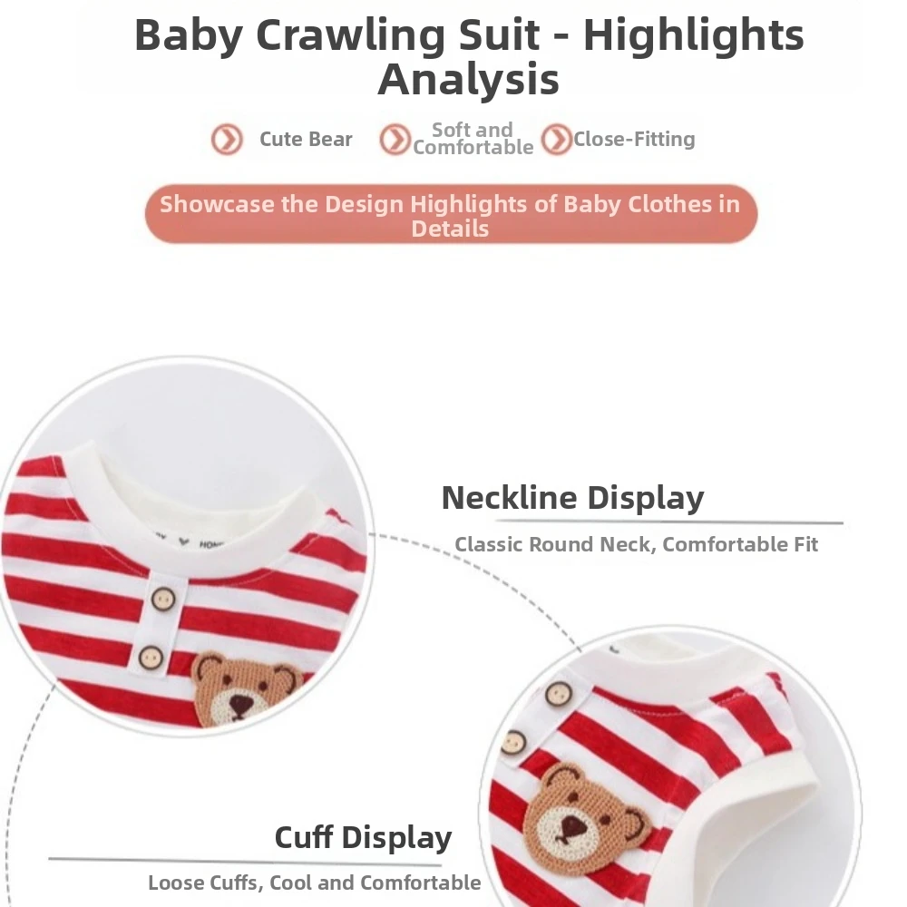 Striped Pattern Summer Bodysuit Cotton Material Solid Color Sleeveless Bodysuit Ventilate Design Thin Fabric Infant One-piece