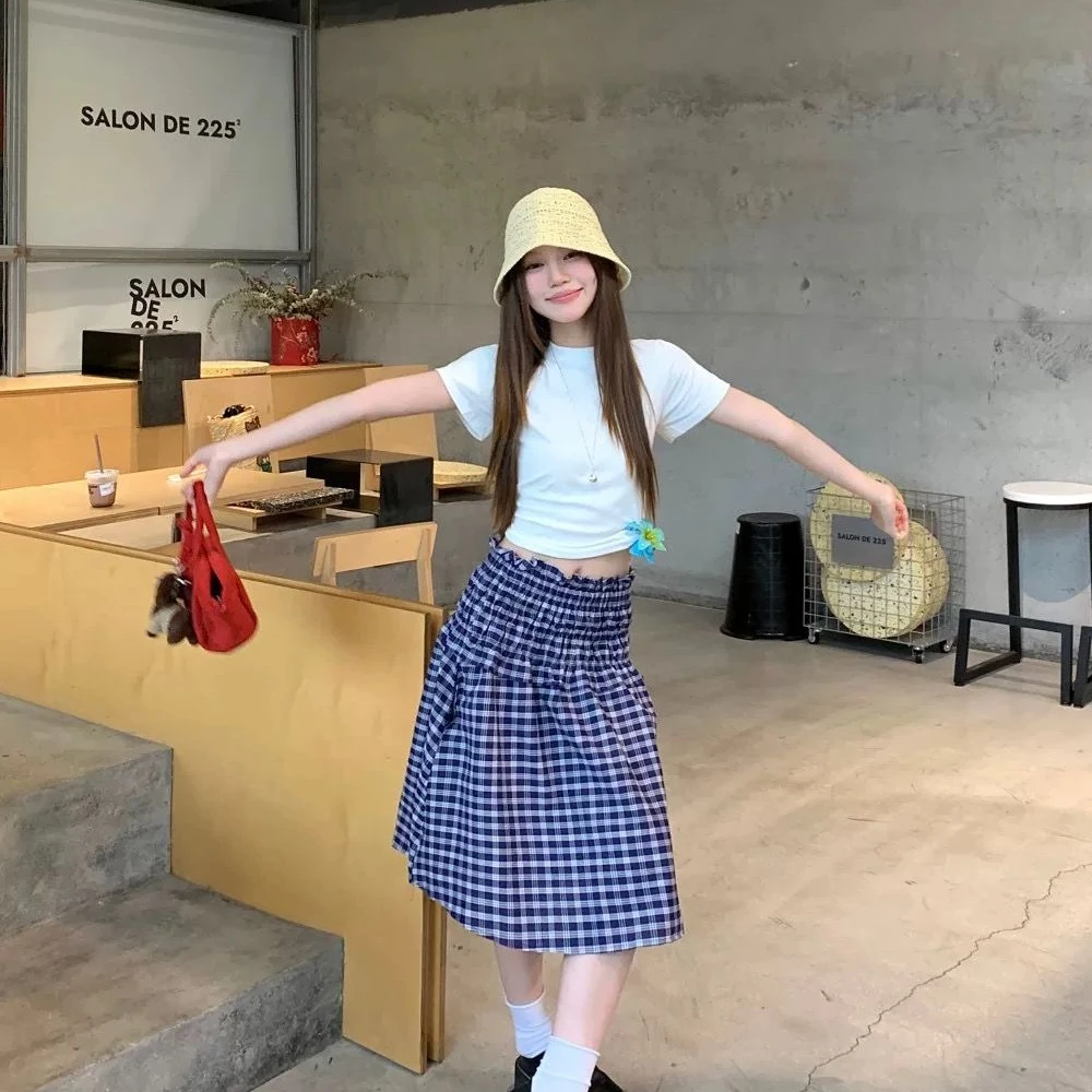 Vestidos sin mangas para mujer, vestido para invitados de boda, otoño, abotonado, cuadros, solapa con paneles, pretina estructurada a cuadros, literario Y2K