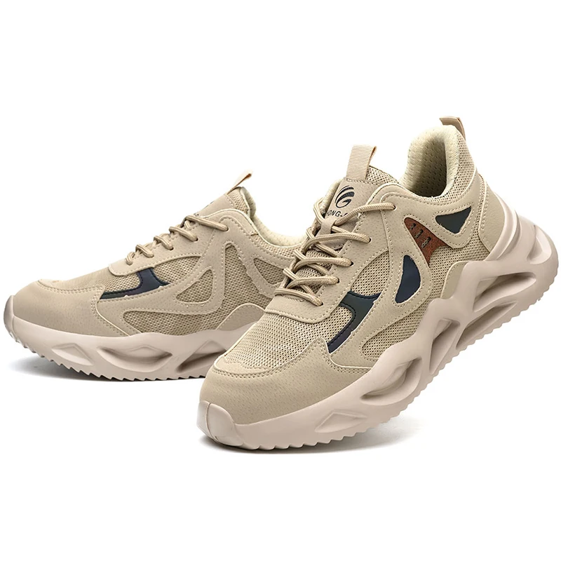Work Sneakers Men Steel Toe Shoes Spring and Autumn Annals Safety Breathable Shoes Puncture-Proof Boots Fashion Indestructible
