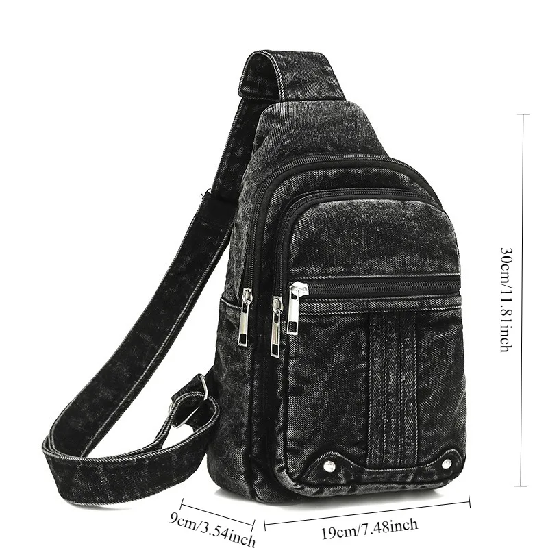 Women American Retro Crossbody Chest Bag Multifunctional Large‑capacity Versatile Sling Bag For Commute Daily Casual Use