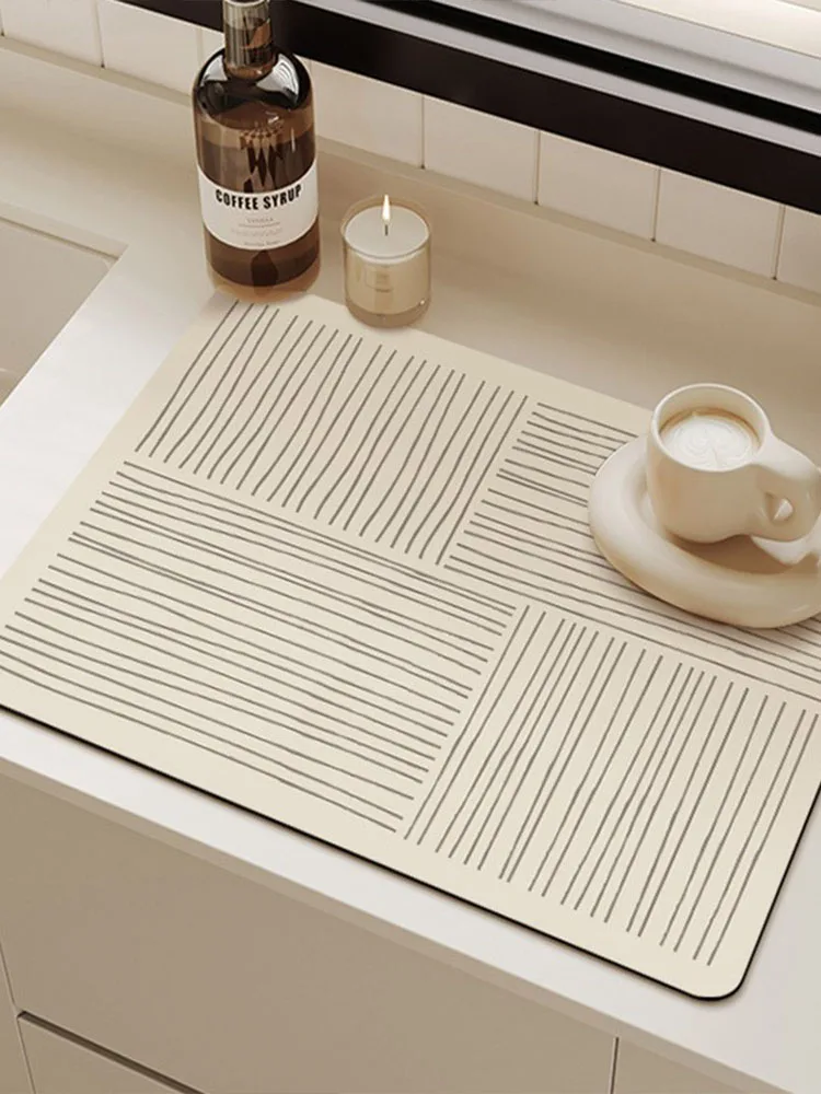 Quick Drying Kitchen Drain Pad Line Super Absorbent Countertop Coffee Dish Drying Mat Non-slip Dinnerware Tableware Placemat