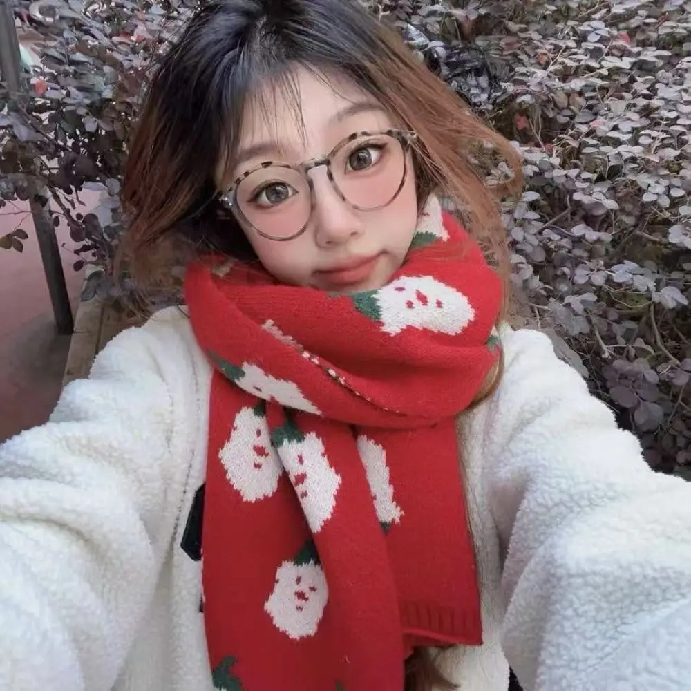 Casual Weihnachten Baum Jacquard Weihnachten Frauen Schal Santa Claus Warm Halten Gestrickte Schal Winter Gestrickte Schals Liebhaber Geschenk
