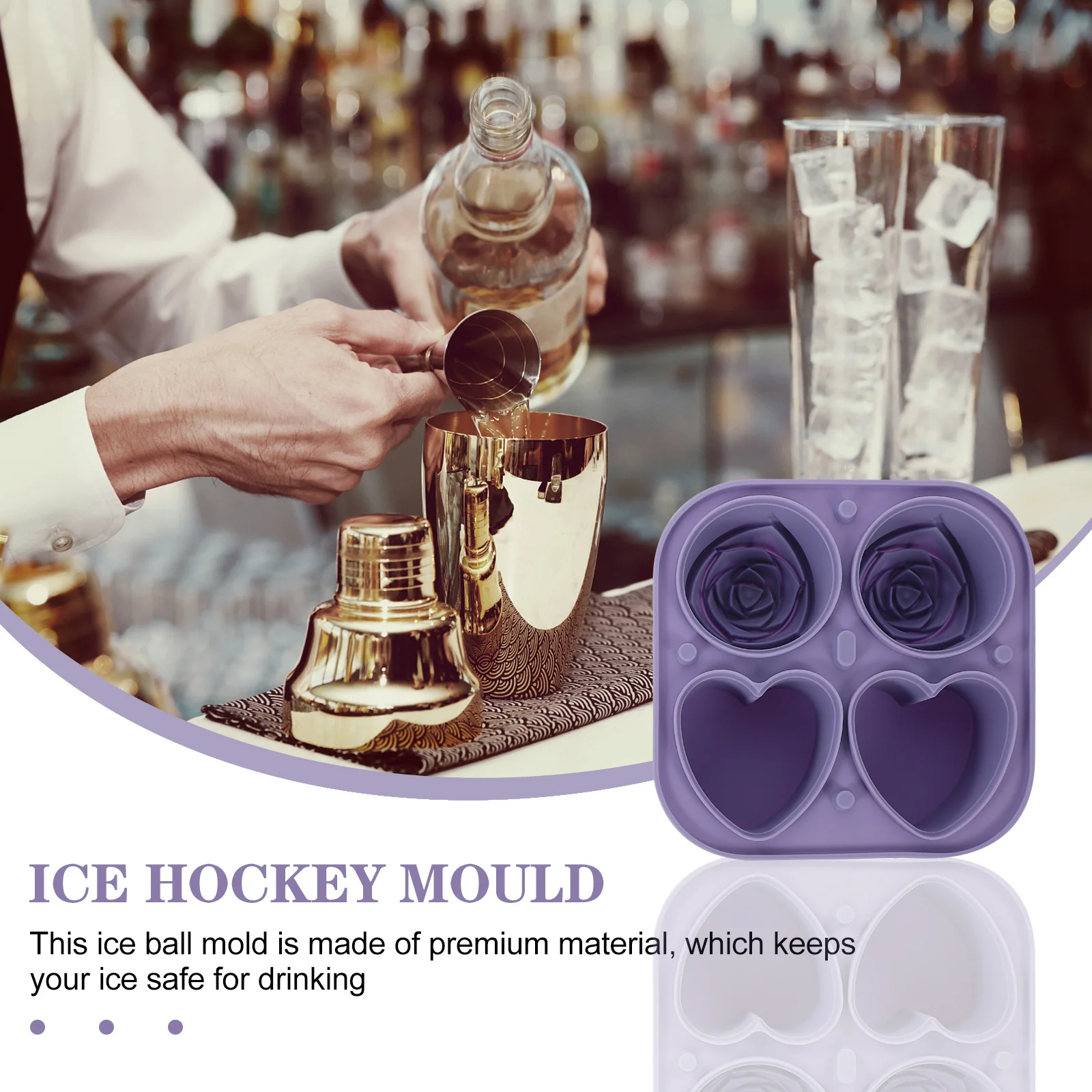 

Silicone Ice Ball Mold Large Capacity Heart-Shaped Rose Design Freezer Tray for Whiskey Drinks DIY Fruit Ice Easy Clean Reusable