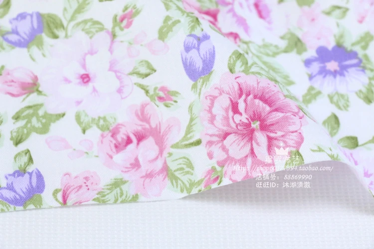 160x50cm Pink Sweet Sewing Fabric, Making Pure Cotton Pajamas Dress Printed Rose Dots Striped Cloth