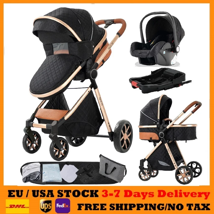 Cochecito de bebé con sistema de viaje, cochecito ligero 3 en 1, asientos de coche para bebé con Isofix para recién nacidos, accesorios para bebé de cuatro ruedas