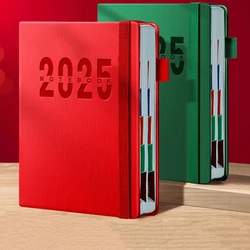 2025 English Calendar Notebooks Vertical Leather Cover Color Month Index Planner Elastic Strap A5 Agenda Office School Supplies