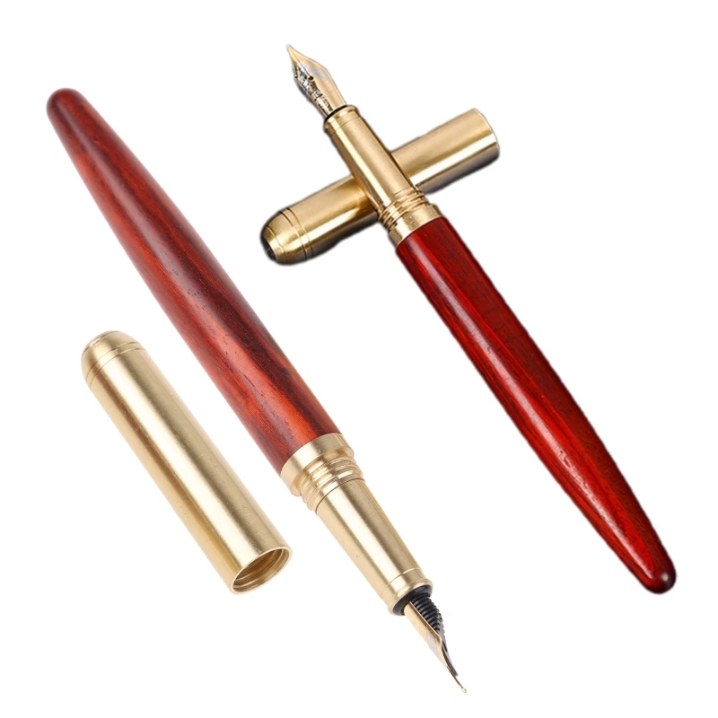 Vintage Wooden Fountain Pen Stainless Nib Piston-Filled Gift Pen Dropsale