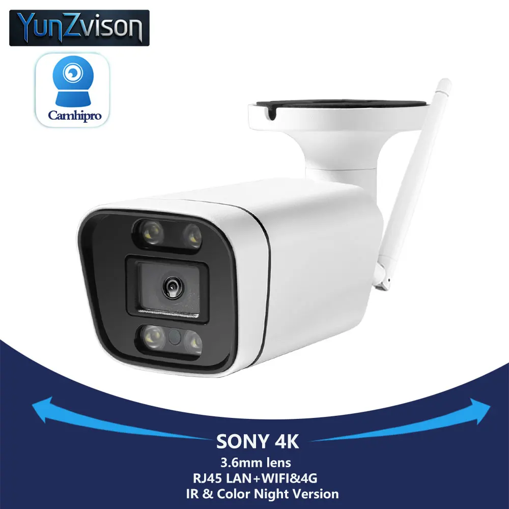 

Outdoor 4K 8MP Surveillance Vedio Wireless Security Wifi/3G 4G SIM Card Камера Two Way Audio Full Color Or IR Night Version