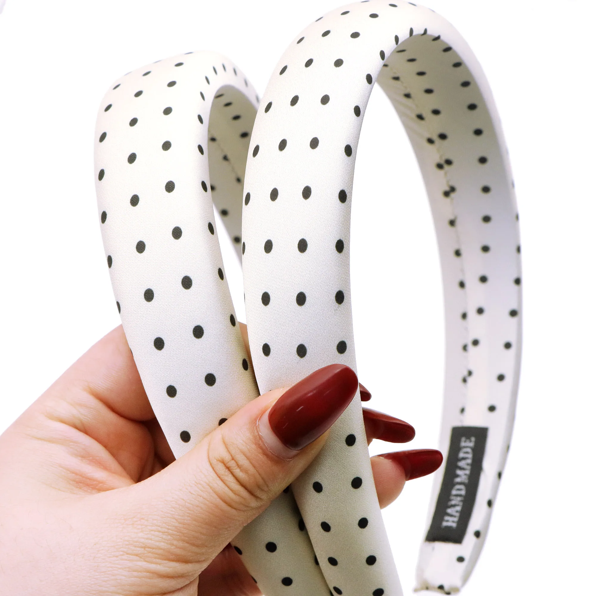 

1pc White Wide Edge Black Dots Hair Band Wide-Brimmed High-Crown Sponge Versatile Headband,1Yc80169