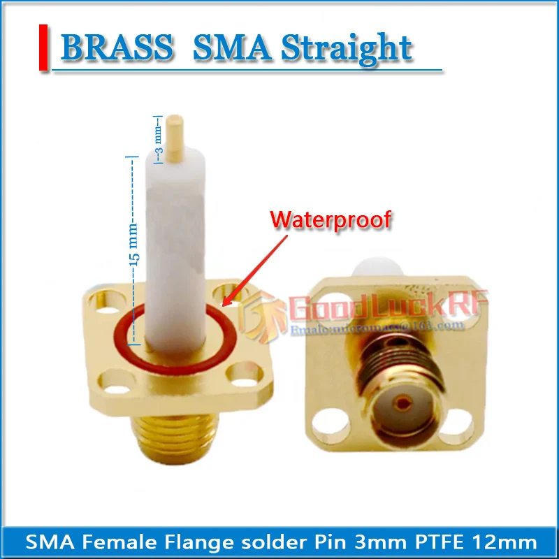 High-quality SMA Female plug With 2 hole 4 Hole Flange Chassis Panel Mount deck Solder Copper Pin 3mm PTFE 12mm 15mm Brass