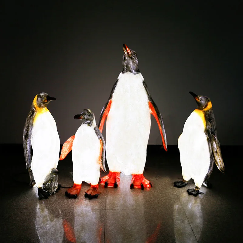 FRP simulation luminous animal plastic penguin ornament outdoor garden landscape kindergarten marine theme decoration