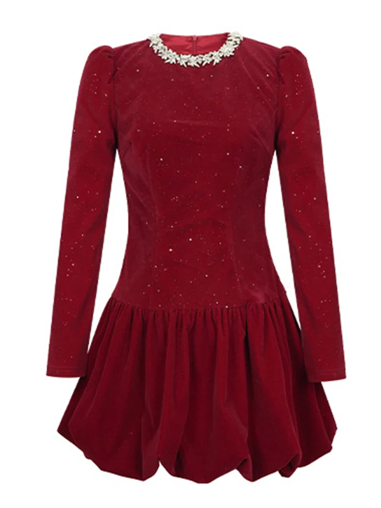 Women's Clothing  Sweet Party Dress French Elegant Shiny Sequin Short Ball Gown Feminino Birthday Vestidos Fiesta Girly