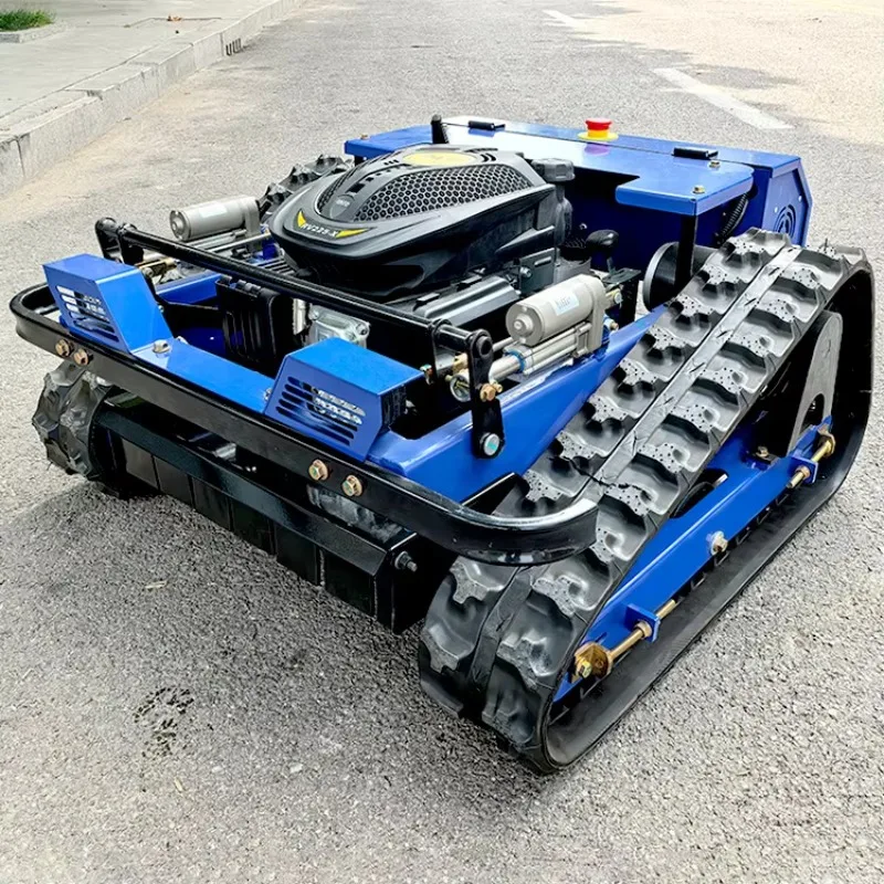 Remote Crawler Lawn Mower 50 Degree Slope Adaptable Tracked RC Grass Cutting Robot For Orchard Dam Slope Maintenance