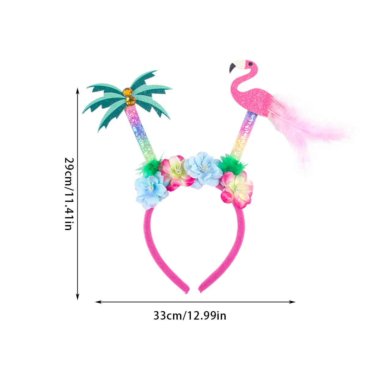 1pc Hawaiian Party Headbands Set includes Palm Tree Head wear Flamingo Party Glitter Head Accessories Pineapple Party Headband