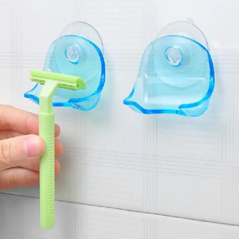 1PCS Shaver Toothbrush Holder Washroom Wall Sucker Suction Cup Hook Razor Bathroom Plastic Blue Grey Shaver Holder