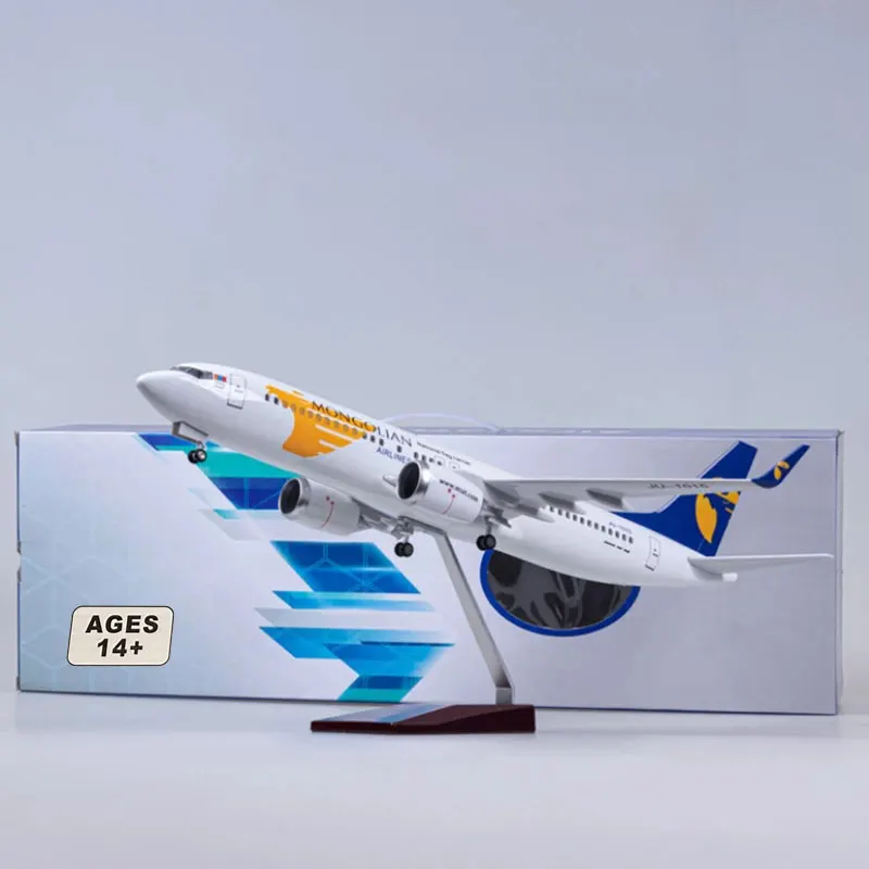 

47CM 1/85 Scale Airplane 737 B737 Aircraft Mongolia Airline W Light and Wheel Diecast Plastic Resin Plane Model