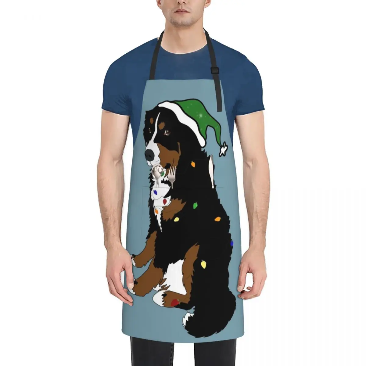 

Christmas Holiday Bernese Mountain Dog- Green Hat Apron christmas kitchen cloths Cute Kitchen Apron