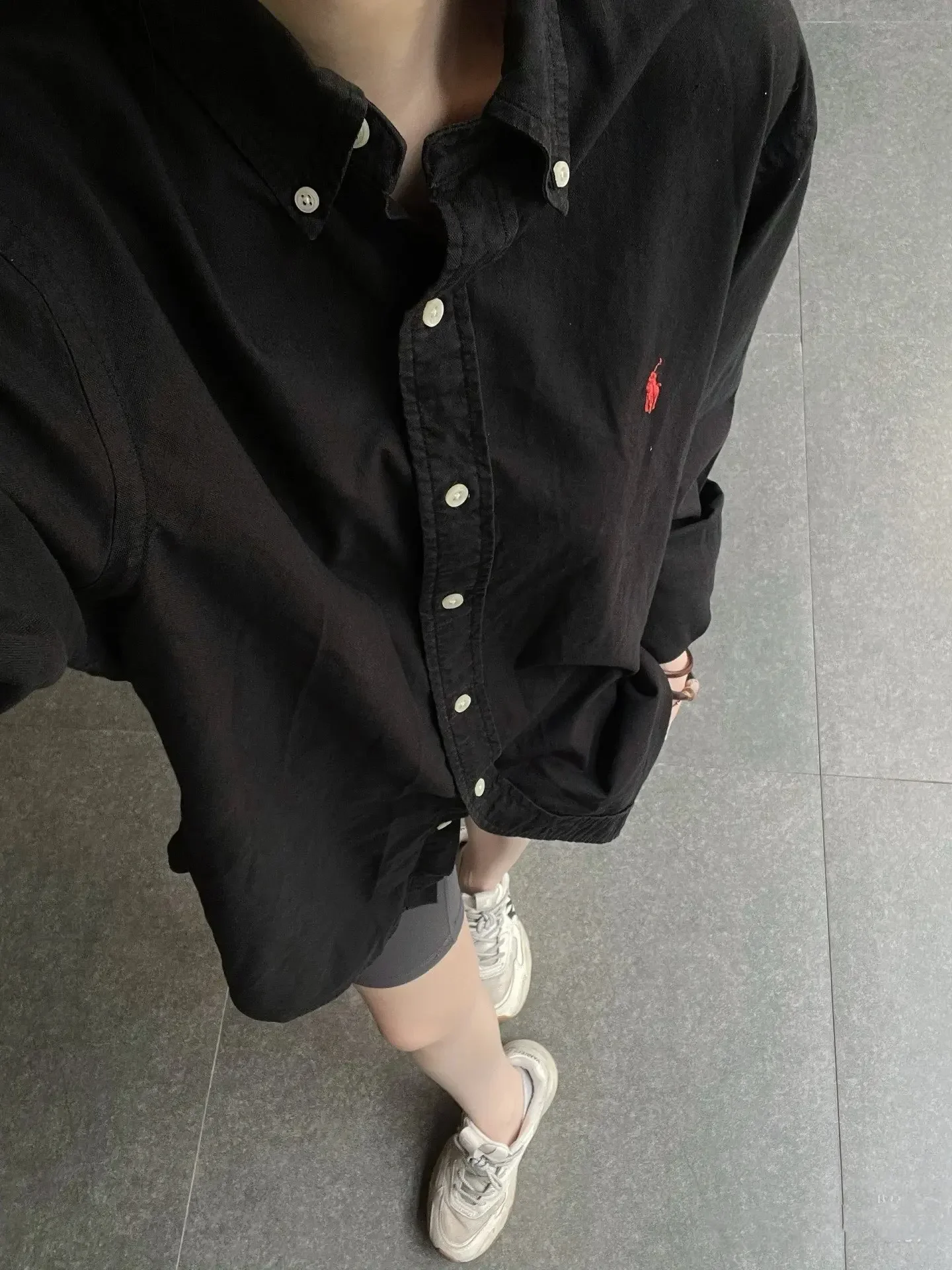 بولو رالف لورين قميص الموضة الرجال الصيف رقيقة بلون بلوزة طويلة الأكمام عادية تنوعا فضفاض واقية من الشمس قميص #6