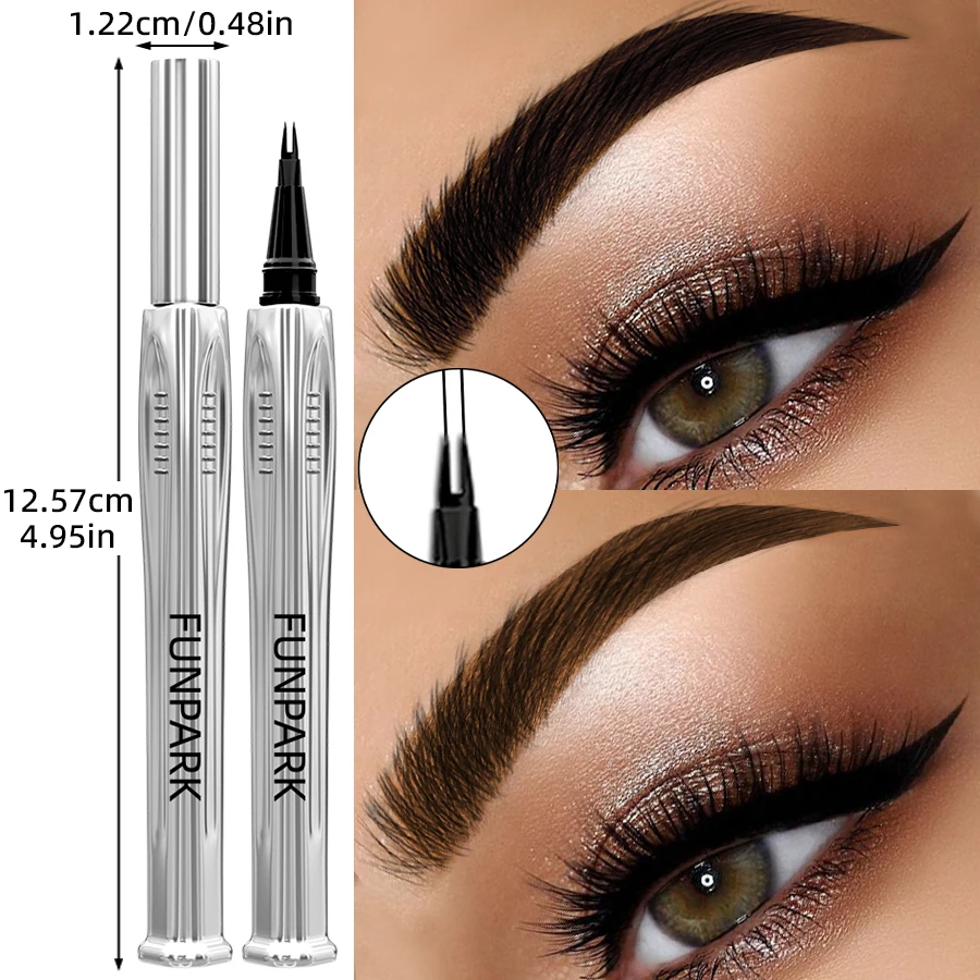 2 vork microblading wenkbrauwpotlood, niet-vlekkerig hoog gepigmenteerd gemakkelijk aan te brengen vloeistof 8 kleuren wenkbrauwpen make-up eyeliner geschenken