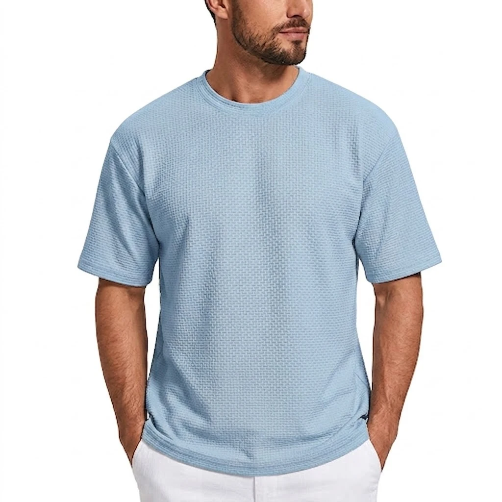 Herren Kurzarm Eisseide Hemden Sommer Atmungsaktive Herrenbekleidung Fitness Slim Fit T-Shirts für Männer Einfarbige T-Shirts Herrenhemd – Detail 6