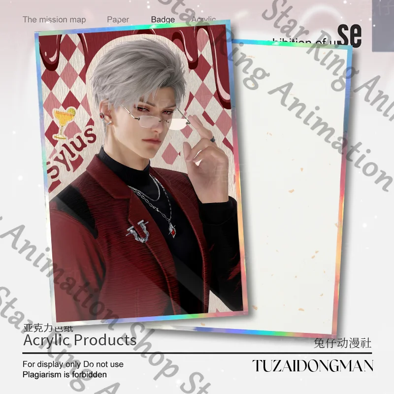 Anime Zayne Love and deepspace Caleb Sylus Xavier Rafayel Double Flash Acrylic Coloured Paper Gift Cospaly Cartoon Decorate